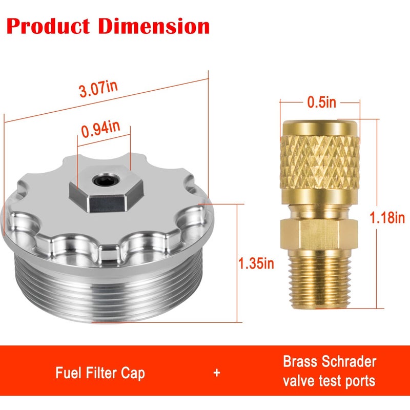 Camoo Fuel Filter Cap With Fuel Pressure Port Aluminum for 2003-2007 Ford Powerstroke Diesel 6.0L F250,F350,F450,F550,F650,F750,Excursion - Image 4